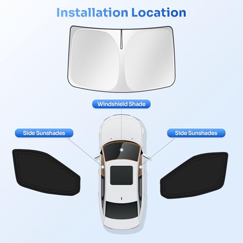 Image of Canvcle Window Shades for 2015-2025 2026 Ford Transit Accessories Windshield Sun Shade Side Rear Window Cover Sunshade Sun Visor Shield Privacy Protection for Camping Keep Vehicle Cool Black 3PCS