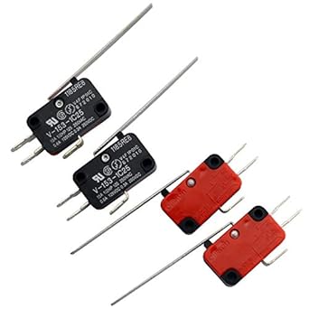 RuiLing 4-Pack SPDT Micro Limit Switch for Arduino,Mini Limit Switches with Straight Long Hinge Lever V-153-1C25