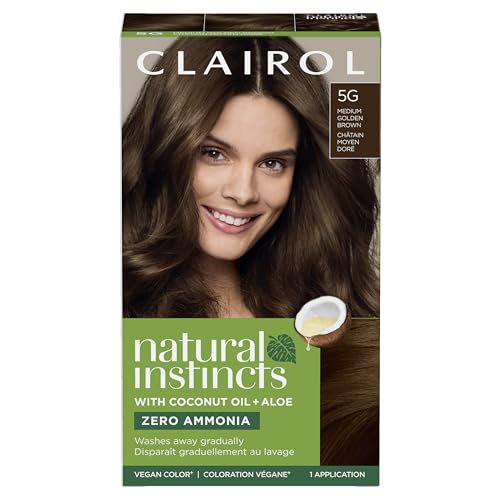 Image of Clairol Natural Instincts Demi-Permanent Hair Dye, 5G Medium Golden Brown | Ammonia‑Free, Vegan Hair Color with Coconut Oil & Aloe Vera | Pack of 1