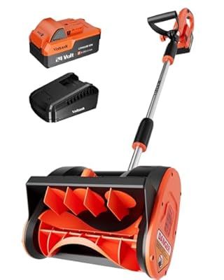 VOLTASK Cordless Snow Shovel, 24V | 12-Inch Snow Blower Cordless, Battery Snow Shovel with Directional Plate & Adjustable Front Handle (4-Ah Battery & Quick Charger Included)