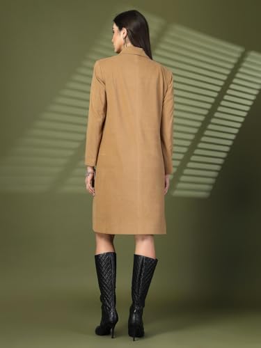 Image of CHKOKKO Women Elegant Winter Wear Warm Coat Classic Knee Length | Solid Color Design with Convenient Front Pockets | Ideal for Formal and Semi-Formal Occasions