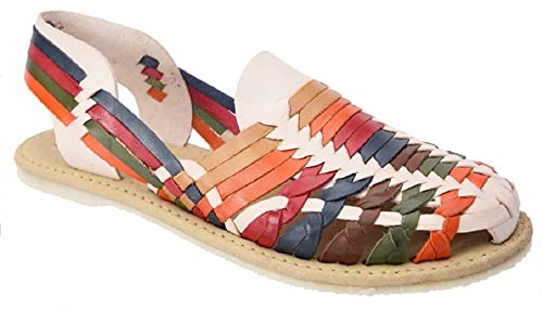 Huarache Artesanal de Piel, Artisanal Leather Sandals (7, Natural)