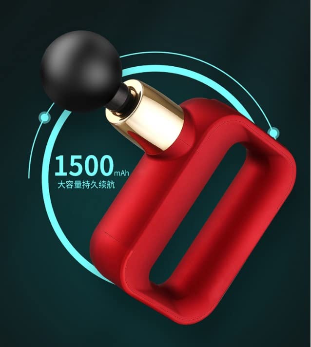 Pistola de Masaje Masajeador de Tejido Profundo, 32 velocidades Potente masajeador de percusión con Pantalla táctil LCD, con 4 Cabezales de Masaje for aliviar el Dolor Muscular y relajación Rojo