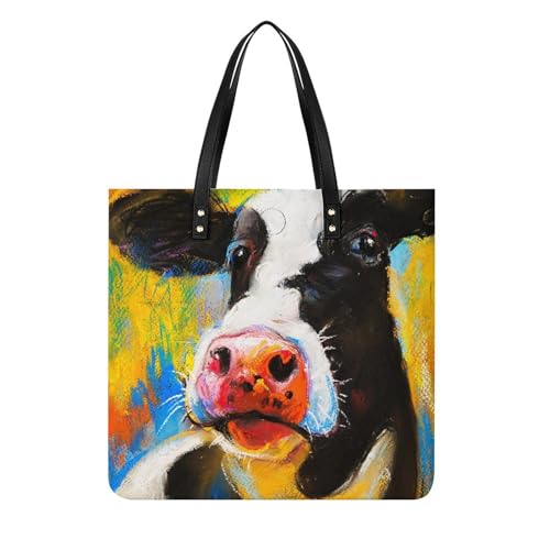 Tote bag peinture à l'huile vache : une idée cadeau originale et utile pour femme créative