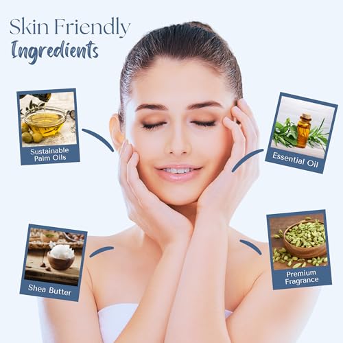 Image of Wavertree & London Santal & Cardamon Scented Natural Soap Bars (2 Bars), 7oz Moisturizing French Triple Milled Soap enriched with shea butter - Plant Oil Bath & Body Soap Bars [100% Naturally derived]