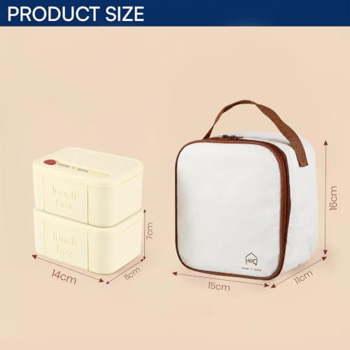 Image of House of Quirk 304 Stainless Steel Lunch Box, 2 Leakproof Containers, Insulated Lunch Bag, Fresh-Keeping Tiffin Box for Office, School & College, BPA Free Food Container