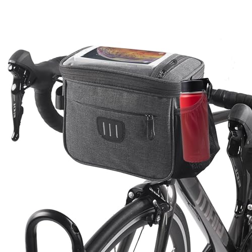 Forhome Sacoche de guidon vélo étanche 5 L avec écran tactile 3 compartiments Gris