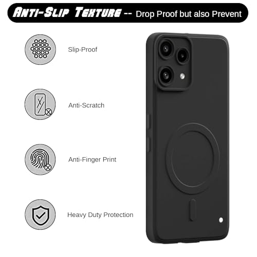 Image of Back Cover | MagFit Ring Design (Non-Magnetic) | Shockproof Case | Anti-Slip Grip | Raised Camera Edges | Slim Protective Case for Nothing Phone (3a) Lite 5G (Matte Black)