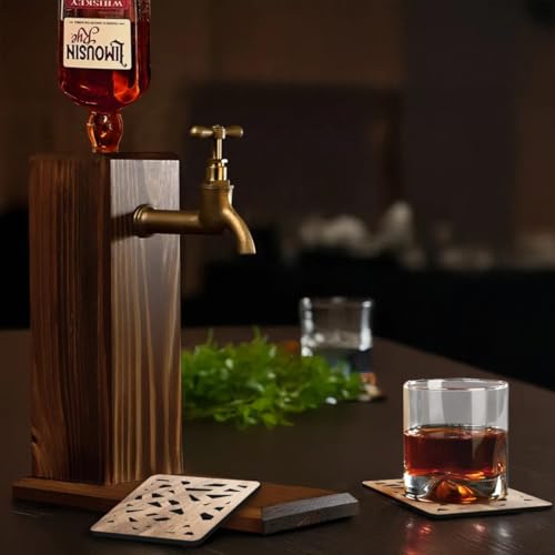 Bk Gift Ahşap Gövdeli Retro Musluklu İçecek Dağıtıcı | Bar Aksesuarı | Erkeklere Hediye | Babaya Hediye