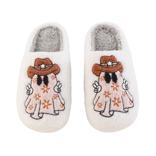 Image of Halloween Pumpkin Slippers for Womens Mens Plush Warm Spooky Lantern Pumpkin Slippers House Shoes