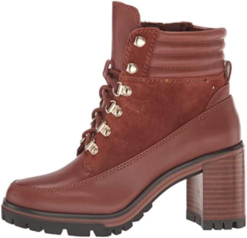 Vince Camuto Women's Footwear Women's Donenta Shearling Lace Up Bootie Ankle Boot, Cocoa Biscuit, 5 | Image 7