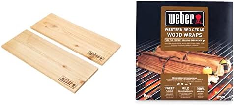 Weber Red Cedar Wood | Standard Size | 2 x Hardwood Timber Planks for BBQs | Barbeque Wooden Boards for Smoking Fish, Poultry & Meat | 100% Natural Wood for Gas, Electric & Charcoal Grills (17522)
