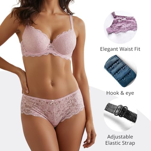 Image of Women's Floral Lace Lingerie Set | Bra and Panty Set | Lace Teddy Strap Babydoll Bodysuit Bra Panty Lingerie | Bikini Lingerie Babydoll Set for Honeymoon Couple Special Wedding Night