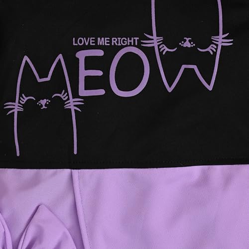 Image of ER Life Style Casual Cotton Blend Meow Printed Knee Length Ruffle Short Sleeves Dress for Girls