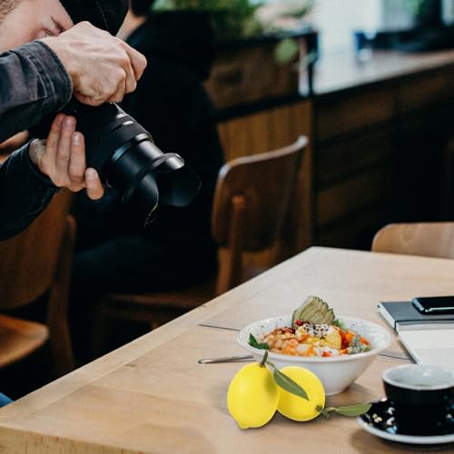 MAGICLULU 4pcs Artificial Lemons Yellow Realistic Foam Simulation Faux Lifelike Fruit Decorative Lemonade Decor for Crafts Home Kitchen Food Decorations Photography Props Education Toys