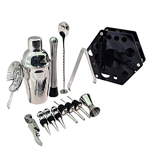 Kit bartender con 14 piezas coctelera acero inoxidable miniatura 4