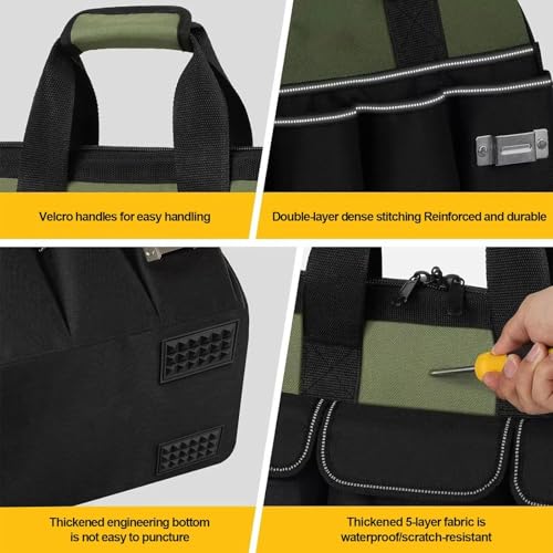 Sac à outils d'électricien multi-poches robuste et mallette de travail à large ouverture - 8