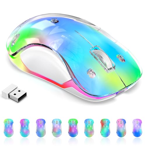 Image of memzuoix 2.4G Wireless Mouse with Customizable Cover & 9-Color LED - Rechargeable Ergonomic, 1400 DPI, 5 Buttons, USB Receiver for PC /Mac - Blue