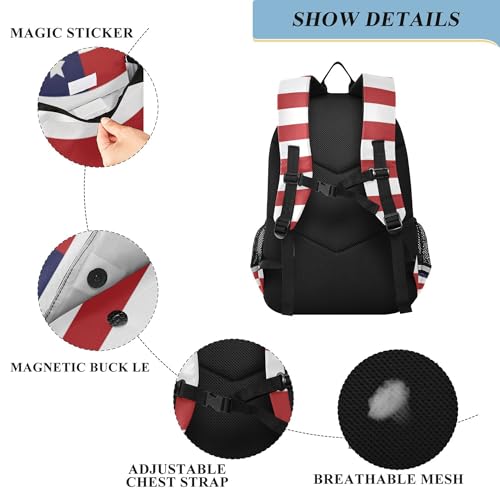Fisyme American Flag School Backpack Laptop Backpacks Bags Bookbag Travel Casual Computer Notebooks Daypacks3