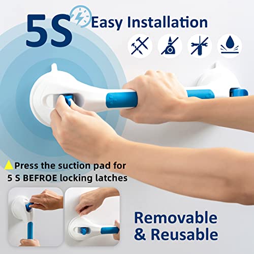 TAILI Grab Bars for Shower,Suction Shower Handles Rails,2 Pack,16.8",Blue by TAILI - Used condition - Image 3
