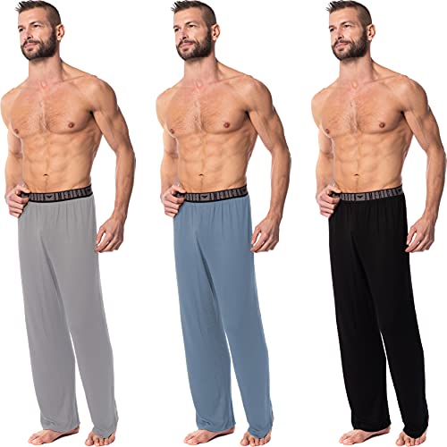 American Heaven Mens 3 Pack Ultra Soft & Stretch Pajama Pants | Lightweight Lounge & Sleep Pj Yoga Bottoms (3 Pack -Black, Ash, Faded Denim, Small) #TOP2