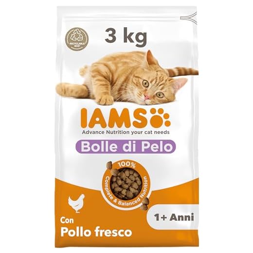 Iams for Vitality Hairball Control alimento Secco per Gatti Adulti e Anziani con Pollo Fresco - 3 kg