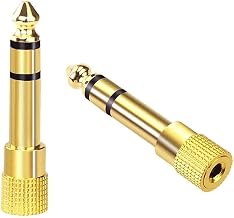 3.5mm 6.35mm Conversion Adapter 3.5mm Stereo Mini Plug Female to 6.3mm Stereo Standard Plug Male Converter Plug 24K Gold Plated Connector 3.5mm to 6.35mm Conversion Plug for Audio Cable/Guitar
