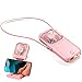 HUADEYI Ventilatore da collo portatile a mani libere Ventilatore da tavolo pieghevole ricaricabile USB con supporto per telefono cellulare Power Bank Ventilatore personale multifunzionale (rosa)