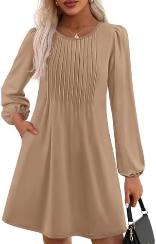 PRETTYGARDEN Fall Dresses for Women 2025 Long Sleeve Mini Short Flowy A Line Casual Holiday Party Tunic Dress Fashion Clothes