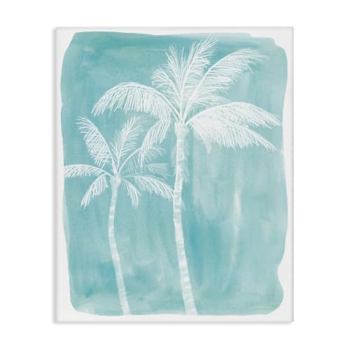 Stupell Industries White Palm Tree Beach Blue Tropic Painting, Design by Kamdon Kreations, 16 x 20
