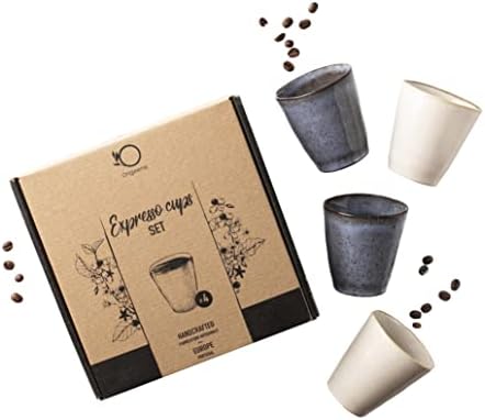 Origeens Espresso Cup Set I 4 x Ceramic Espresso Cups Handmade in Portugal I Coffee Cup 120 ml x 4 I Original Gift Idea