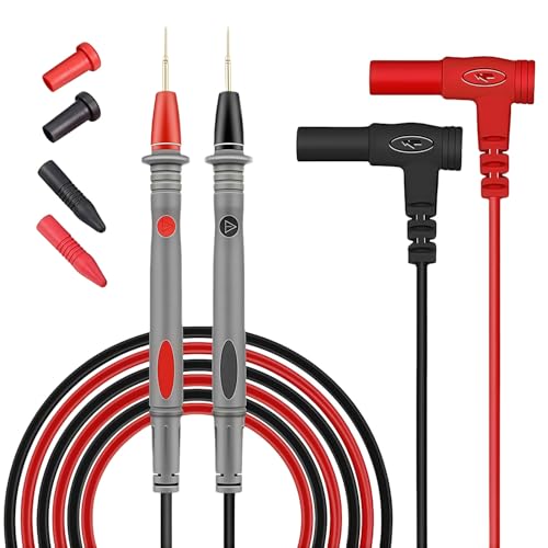 1 set Universal Multimeter Test Leads, 1M CAT III 1000V Silicone Cable with Gold-Plated Sharp Needles & 4mm Banana Plugs, Professional Electrical Test Probes for DIY & Car Repair