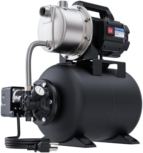 Aquastrong 1.6HP Shallow Well Pump with Pressure Tank, 1320GPH, 115V, Stainless Steel Irrigation Pump, Automatic Water Booster Jet Pump for Home, Garden, Lawn