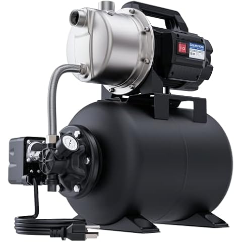 Aquastrong 1.6 HP Shallow Well Pump with Pressure Tank, 1320 GPH, 115V, Stainless Steel Irrigation Pump, Automatic Water Booster Jet Pump for Home, Garden, Lawn Cover