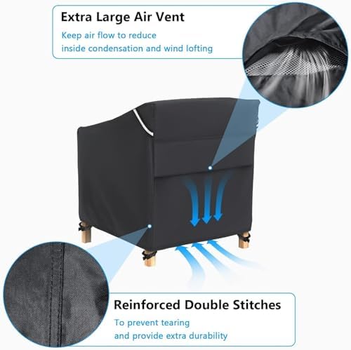 Gasadar Patio Chair Cover-2 Pack, Heavy Duty Waterproof UV Resistant Anti-Fading Chair Covers for Lawn Outdoor Furniture Chairs,33"W x 34"D x 31.1"H - 3