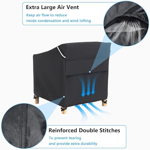 Gasadar Patio Chair Cover-2 Pack, Heavy Duty Waterproof UV Resistant Anti-Fading Chair Covers for Lawn Outdoor Furniture Chairs,33"W x 34"D x 31.1"H by Gasadar - Image 4