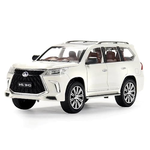 Image of Invite Enterprise Exclusive Alloy Metal Pull Back Die-Cast Car 1:24 Big Lexus Lx570 Diecast Metal Pullback Toy Car With Openable Doors, Light Music Boys Gifts Toys For Kids(1:24 Lx570 - White)