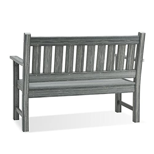Acuel Garden Bench, Poly Lumber Outdoor Bench Weatherproof, Hdpe 2-Person Patio Bench, Like Real Wood, Rot-Proof Fade Proof For Garden, Porch, And Park (Grey) #TOP4