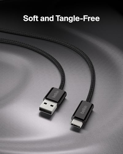 Belkin USB A to USB C 15W Braided Cable 6.6ft iPhone Charger Cord — view 3