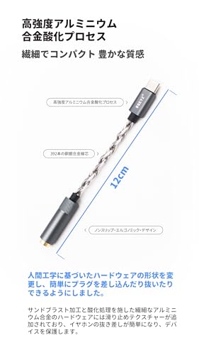 BQEYZ LIN Type C 3.5 mm 4.4mm オーディオアダプタ ヘッドホンジャックアダプター HiFi 32bit 384KHz CX31993 ドングルヘッドホンアンプ DAC USB Type C 電話対応 音質改善 ジャック 変換 12cm (Type C to 4.4mm)