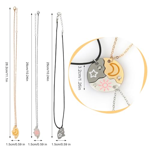 3pcs Friendship Necklaces, Best Friend Necklaces Funny Stitch Friendship Necklace Matching Necklace for Kids Girls 3 People Friend Forever Charm Gift Rhinestone Jewelry Stuff2