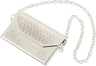 Miniature Handbag 1/12 Scale Purse Fashion Scene Decor S+L Size Dollhouse Accessories Models DIY Gift Mini Scene Decoration Ornaments (Silver)