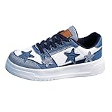 KQCQZ Zapatos de plataforma de estrella, bonitos tenis para mujer para caminar al aire libre, zapatos de mezclilla de moda, transpirables, antideslizantes, zapatos casuales, Azul, 40 EU