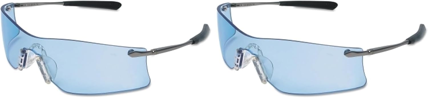 MCR Safety T4113AF Glasses, Light Blue Lens, 1-Pair | Metal temples, Frameless design, Soft nose pads, Filters 99.9% of UV rays