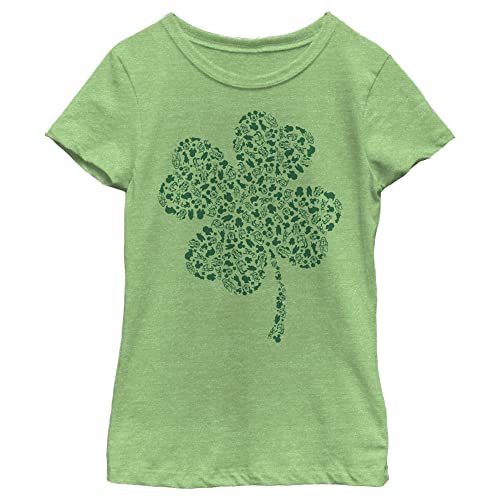 Disney Characters Shamrock Fill Girl's Heather Crew Tee