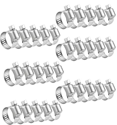 KOMUNJ Fascette stringitubo da 30 pezzi in inox 304 16-25mm, Regolabili Fascette per Tubo Adatte Alla Maggior Parte Tubi Dell'acqua, casa, giardino, lavatrice