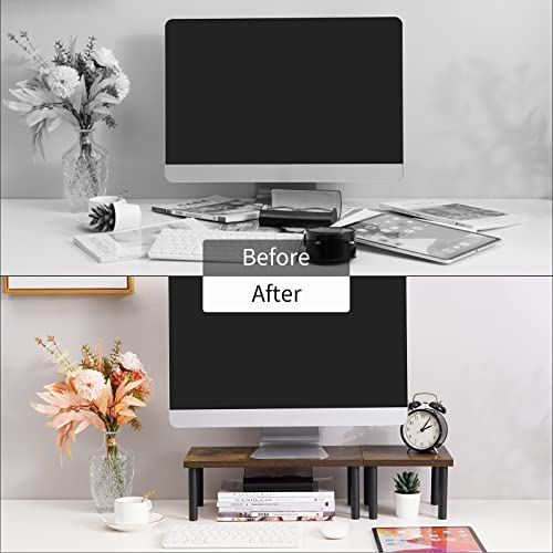 Honiter Desk Shelf Organizer, Wood Desktop Shelf, Desktop Organizer Office Storage Rack Adjustable Wood Display Shelf, Freestanding Small Bookshelf Desk Supplies Organizers For Home Office Decor #TOP5