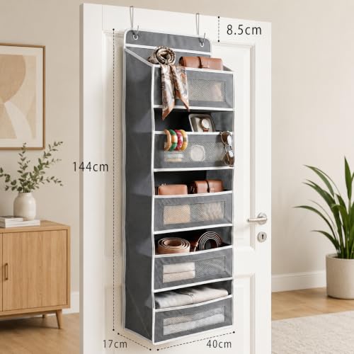 Image of JD FRESH Over the Door Organizer with Large Pockets /Multipurpose Door Storage and Anti-Tilt Hanging Storage for Bedroom /Bathroom, Pantry, Nursery Supplies Organiser