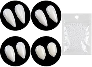 VEYLIN 4 Pair Vampire Teeth Fangs with Solid Adhesive for Halloween Costume Props Party Favors (13mm 15mm 17mm 19mm)
