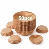 Air Fryer Liners Disposable Round. 50pcs Virgin Pulp Parchment Paper for 4qt-6qt...